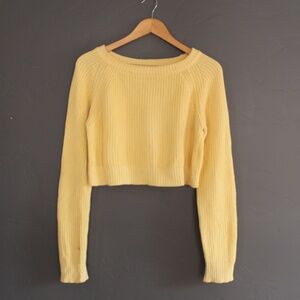 Yellow cotton cropped sweater
